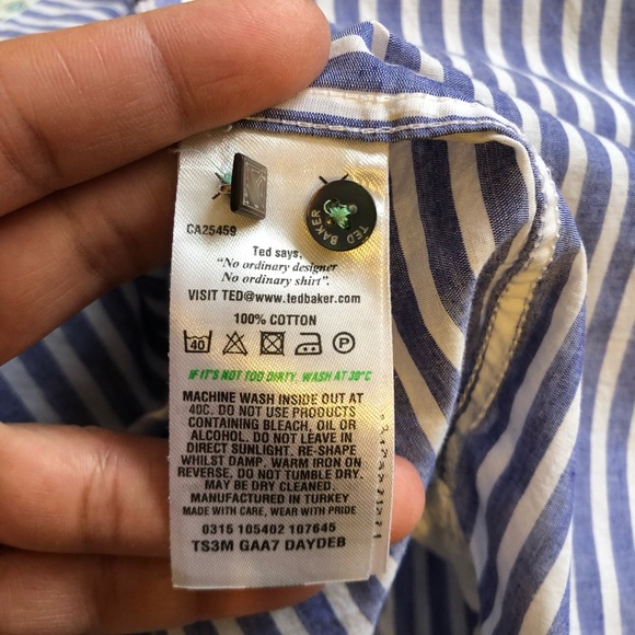 Ted Baker Blue White Striped Button Down Shirt 6 - Picture 10 of 11